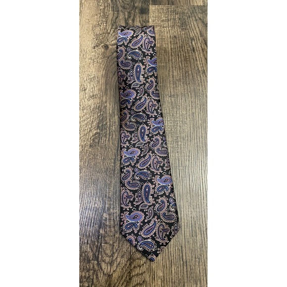 Etienne Aigner Other - Vintage Etienne Aigner‎ Men's Neck Tie Silk Bold Black Blue Paisley Formal Dress